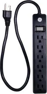TOMA MULTIPLE MTEK 6 SALIDAS NEGRO CABLE 2FT (GE14831)