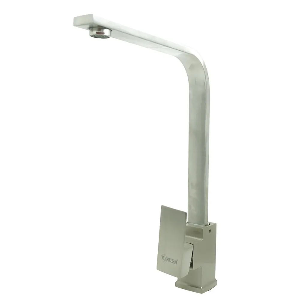 LLAVE LAVAMANOS MONOCONTROL ACERO INOXIDABLE CUADRADA PLANA SATINADA UDUKE (HT2041)