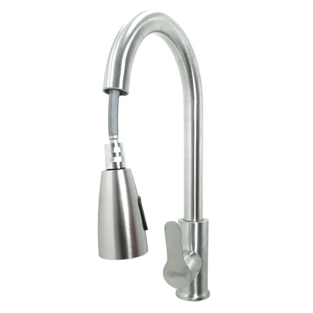 LLAVE LAVAPLATOS CABEZA EXTRAIBLE ACERO INOXIDABLE REDONDA SATINADA UDUKE (HT2039)