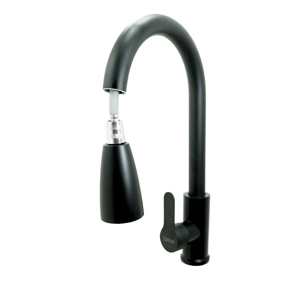LLAVE LAVAPLATOS CABEZA EXTRAIBLE MONOCONTROL ACERO INOXIDABLE REDONDA NEGRA UDUKE(HT2038)