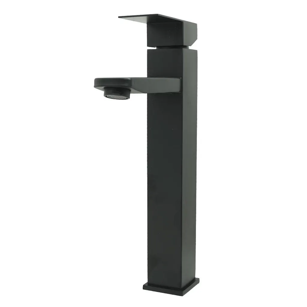 LLAVE LAVAMANOS MONOCONTROL ACERO INOXIDABLE CUADRADA NEGRAALTA 30CM UDUKE (HT2031)