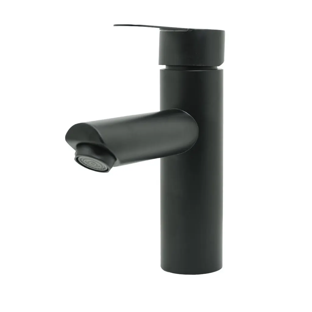 LLAVE LAVAMANOS MONOCONTROL ACERO INOXIDABLE REDONDA NEGRA BAJA 18CM UDUKE (HT2034)