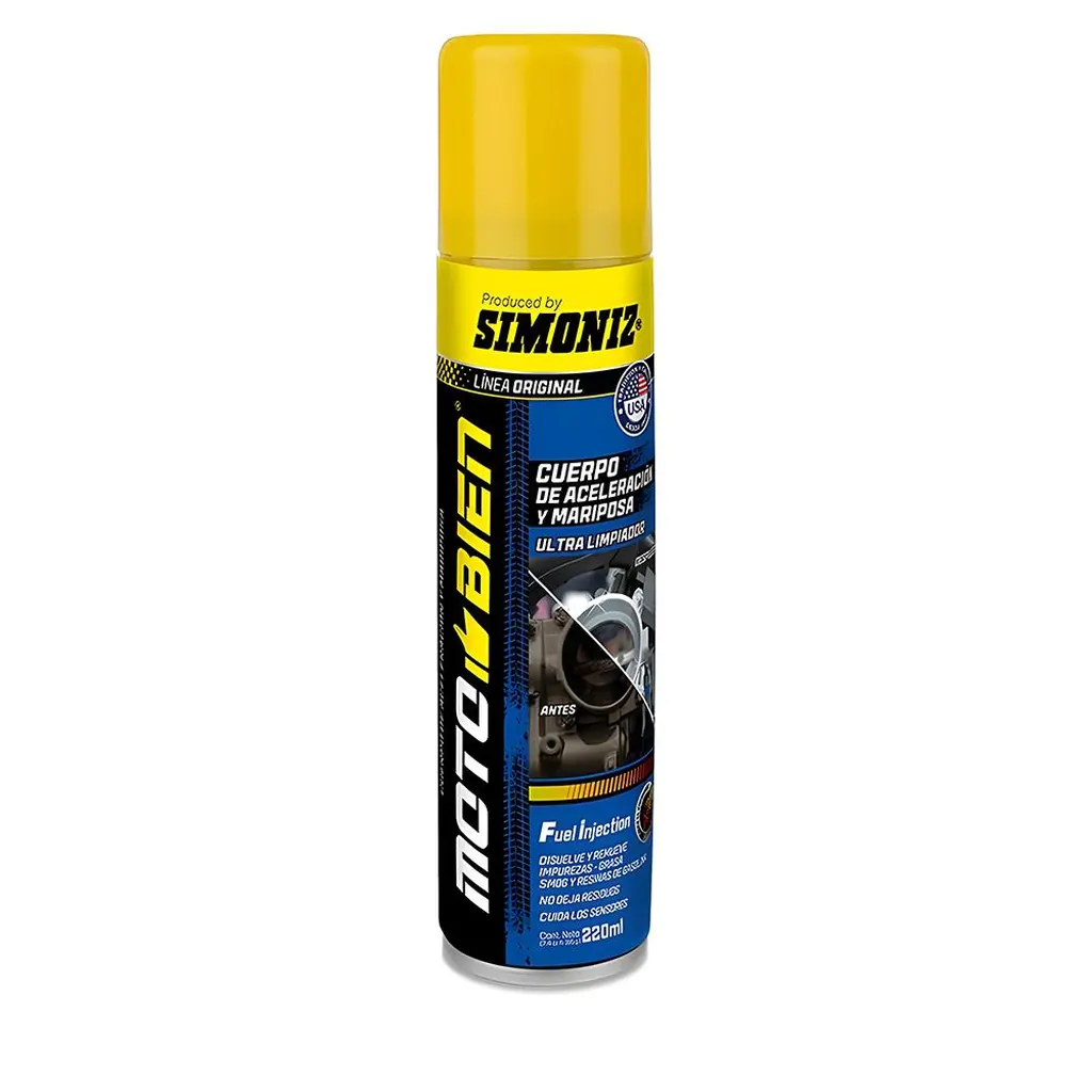 LIMPIADOR CUERPO DE ACELERACION Y MARIPOSA MOTO BIEN 220ML SIMONIZ (209444)