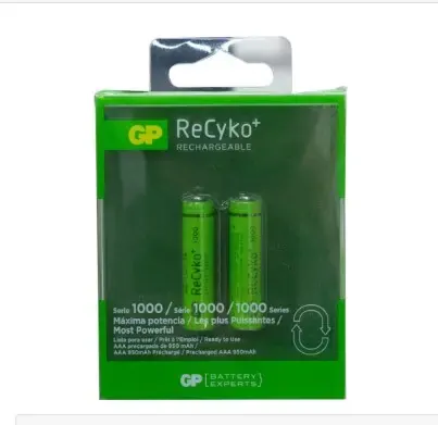 PILA RECARGABLE X 2 GP 1.2V AAA 1000 MAH RECIKO (GP100AAAHC-C2K)