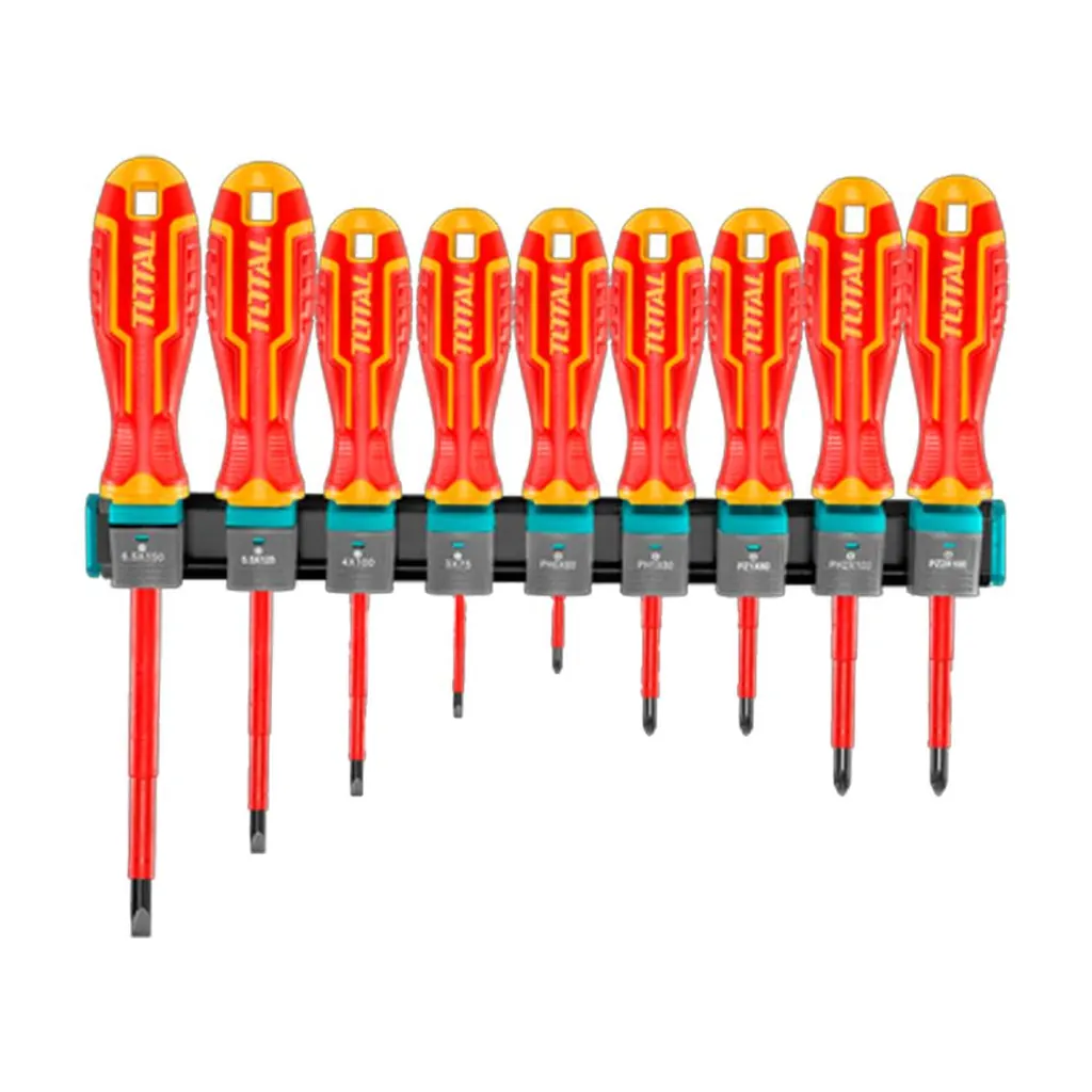 DESTORNILLADOR AISLADO 1000V INDUSTRIAL AMARILLO-ROJO JUEGO X 9 PZS INDUSTRIAL SUPER TOTAL (THTIS596)