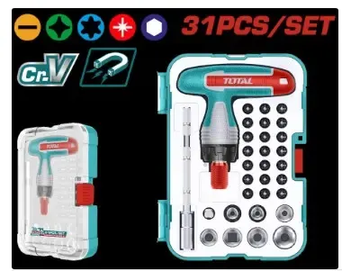 JUEGO DE DESTORNILLADORES PUNTAS INTERCAMBIABLES X 31 PZS SUPER TOTAL (TACSD30316)