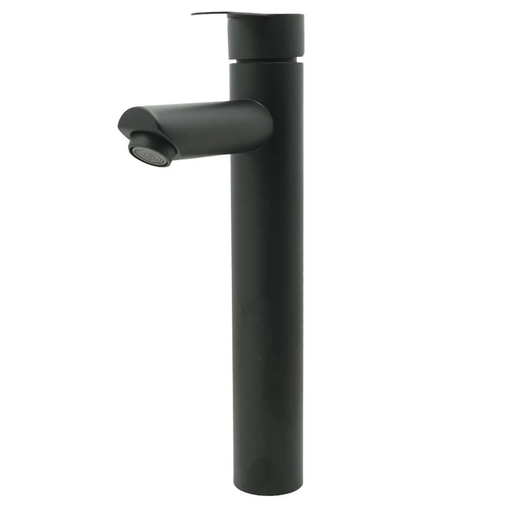 LLAVE LAVAMANOS MONOCONTROL ACERO INOXIDABLE REDONDA NEGRA ALTA 30CM UDUKE (HT2035)