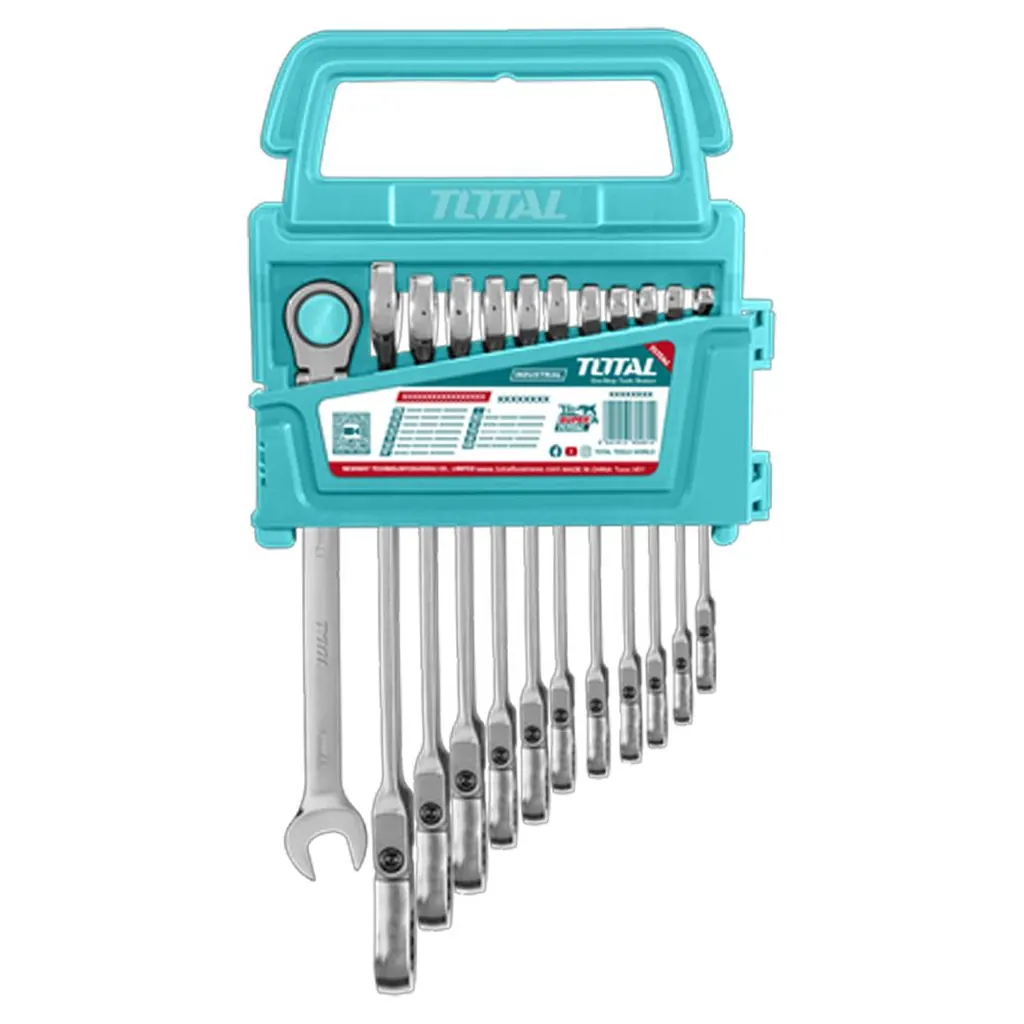 LLAVE MIXTA CON RACHE FLEXIBLE 8 - 19 MM JUEGO X 12 PZS INDUSTRIAL SUPER TOTAL (THT102RK5126)