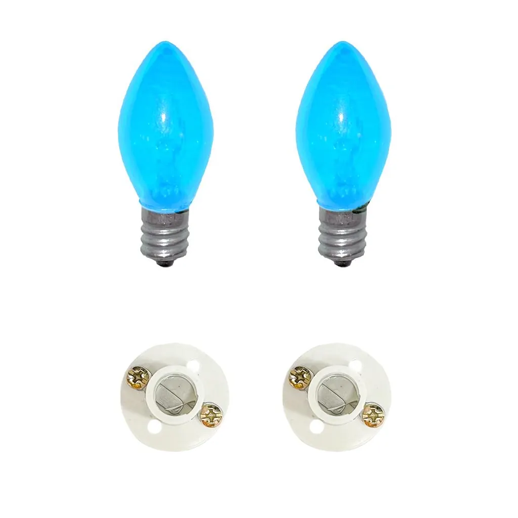 BOMBILLO CANDELABRO SENCILLO AZUL + SOKET CANDELABRO PASTA PQT X 2 UDUKE