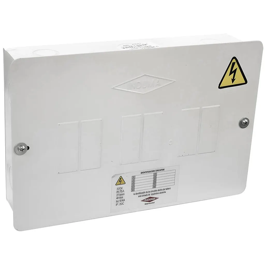CAJA BREAKER METALICA 3 CIRCUITOS BIFASICA (110-220) CERTIFICADA INDUMA (T1205-0009)