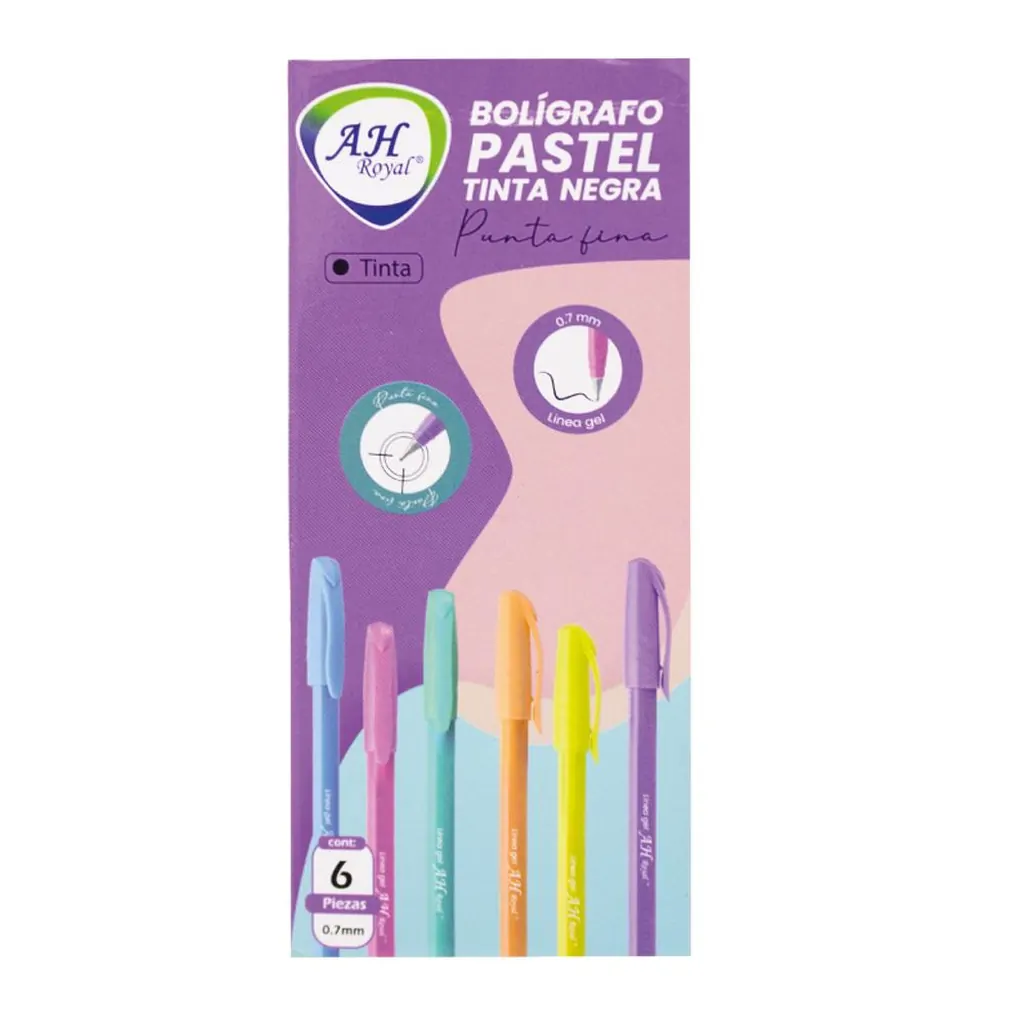 BOLÍGRAFO TRIANGULAR LINEA GEL COLORES PASTEL TINTA NEGRA