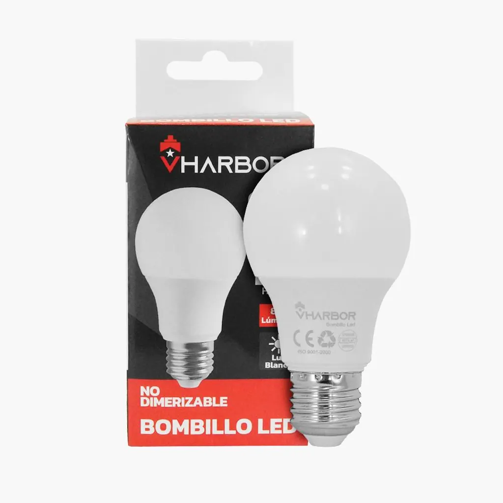 BOMBILLO LED 9W VHARBOR LUZ DIA E27 MULTIVOLTAGE (6500K)(A60)(HT2232)