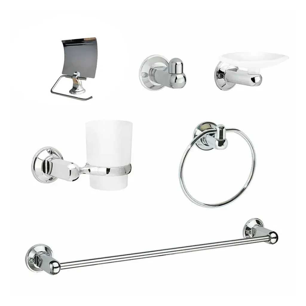 KIT ACCESORIOS PARA BAÑO X 6 PIEZAS CROMADO UDUKE (HT2162)