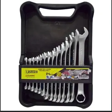 LLAVE MIXTA 2 EN 1 JUEGO X 14 (6-19MM - 1/4-3/4) CR/V UDUKE (HTY0075)