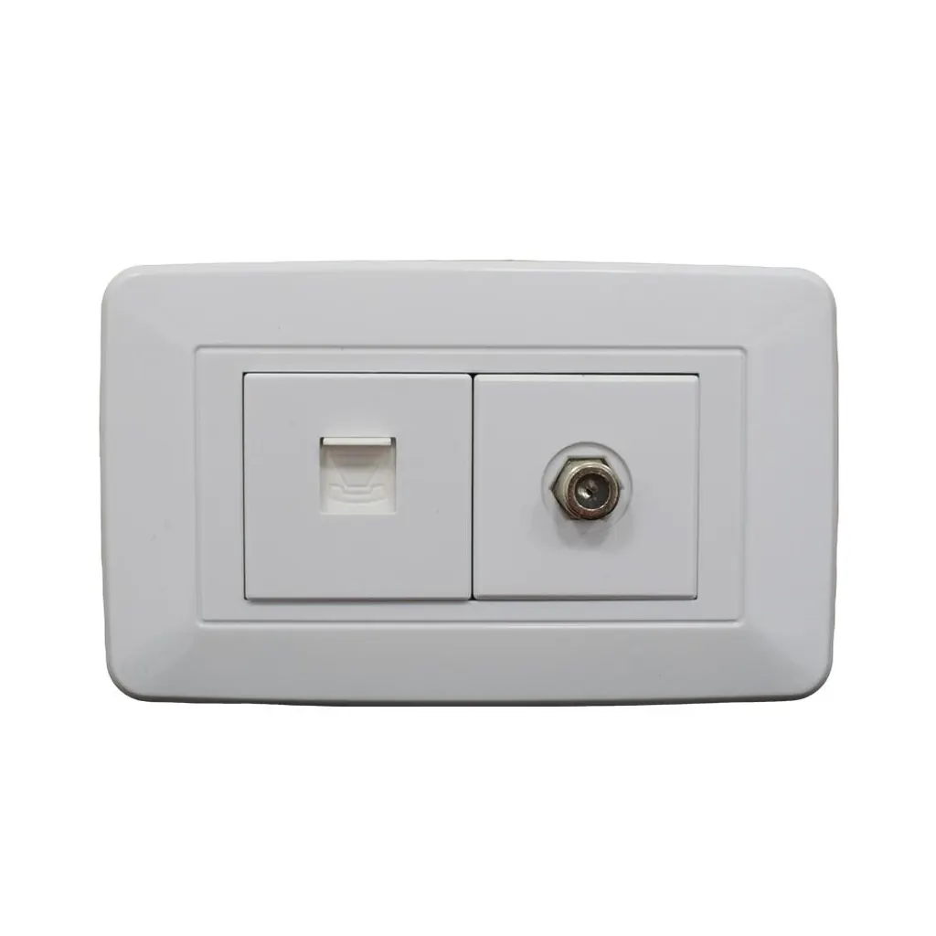 LINEA BK BLANCA INCRUSTAR TOMA TELEFONO + TV VHARBOR (118Z-78) (HT1524)(HT20343)