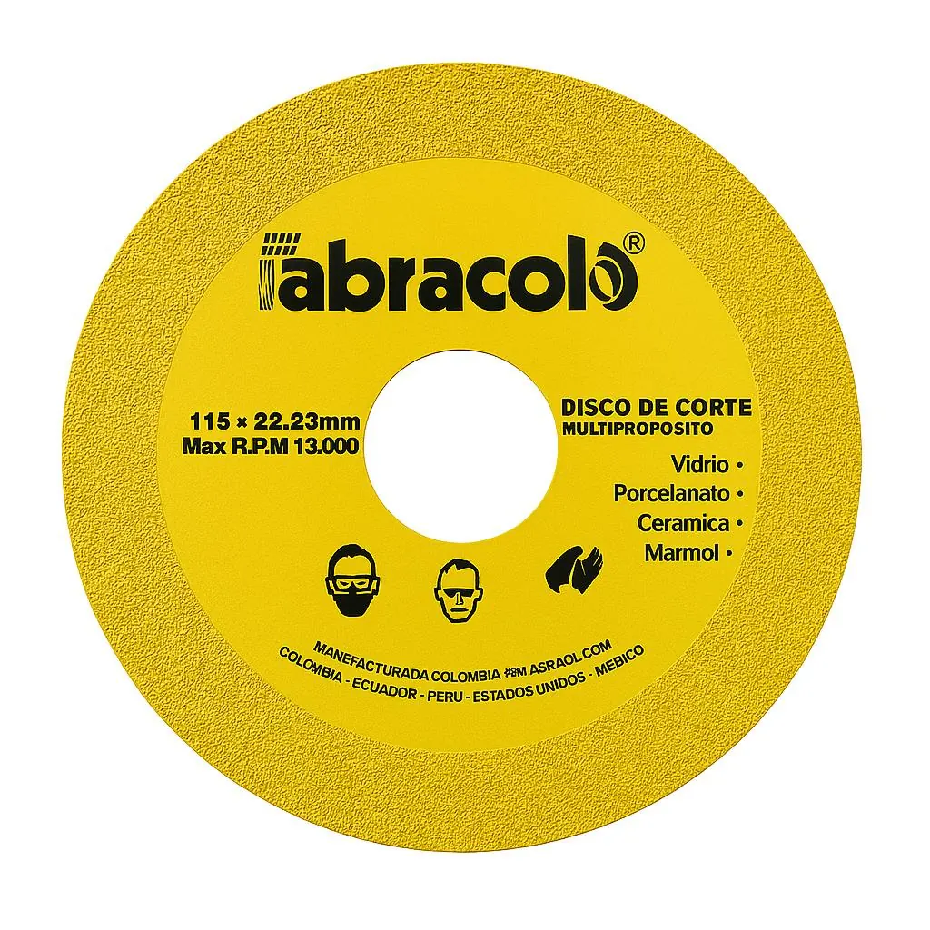 DISCO CORTE VIDRIO Y CERAMICA ABRACOL MULTIPROPOSITO (115X22.23MM)(SEDIDCH00062)