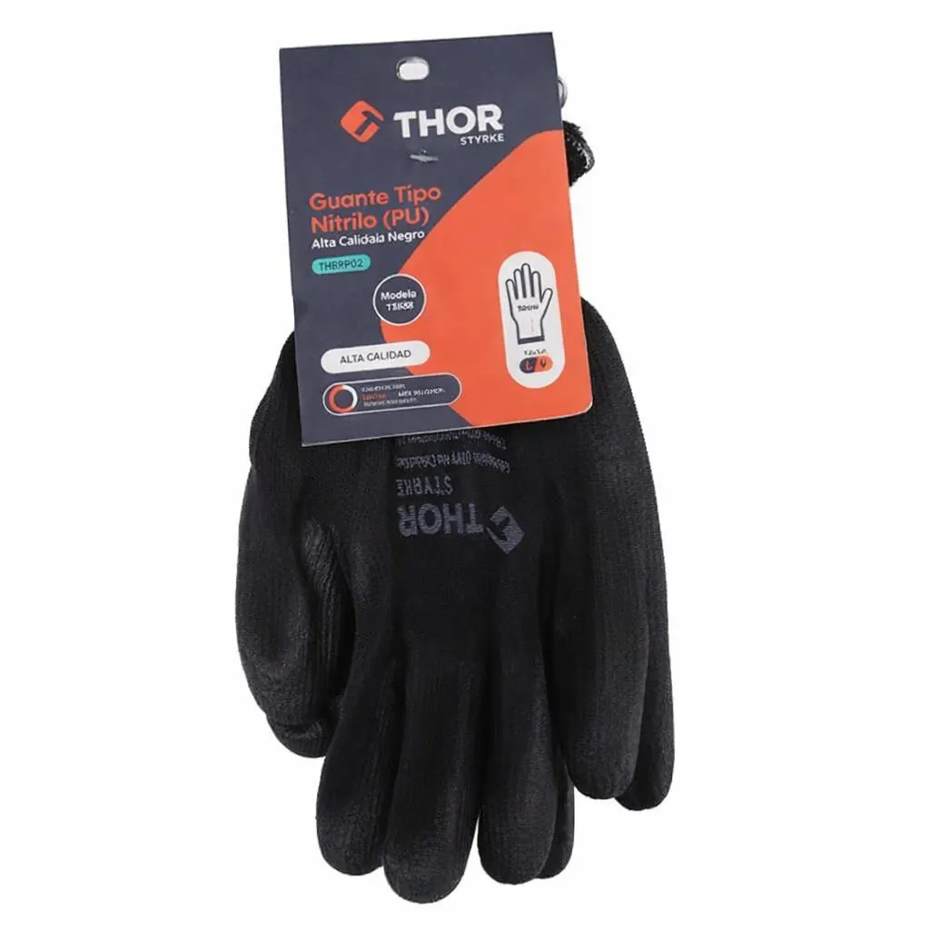 GUANTE NITRILO SEGURIDAD TITANIUM NEGRO TALLA L-9 (THEP202)