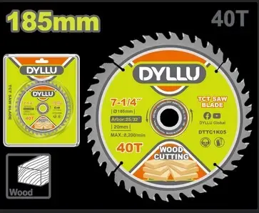 DISCO CORTE MADERA 7-1/4" X 40T DYLLU (DTTC1K05)