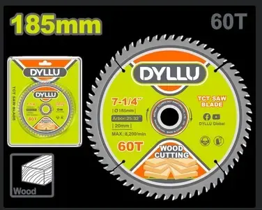 DISCO CORTE MADERA 7-1/4" X 60T DYLLU (DTTC1K03)