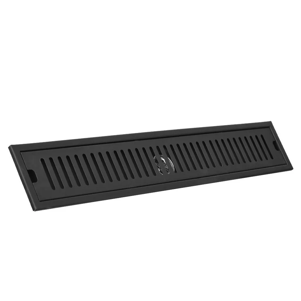 REJILLA SIFON PISO CORRIENTE ACERO INOXIDABLE NEGRA 10x60CM UDUKE (HT1593)