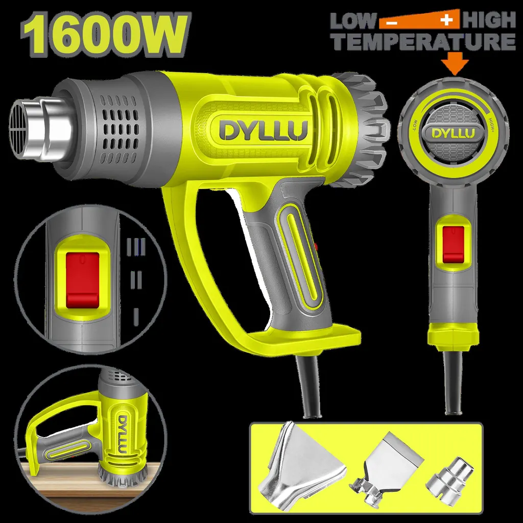 PISTOLA CALOR CON TEMPERATURA AJUSTABLE 1600W INCLUYE 3 BOQUILLAS DYLLU (UDTHG1520)