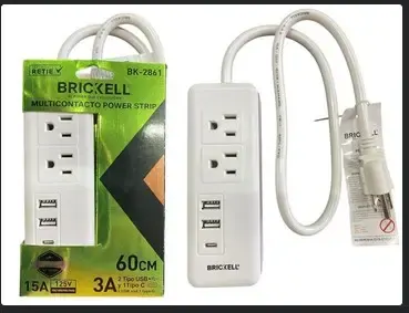 TOMA MULTIPLE X 2 + 1 TIPO C 3A + 2 USD 3A 60CM CON POLO TIERRA (BK-2861)