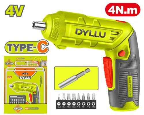 ATORNILLADOR INALAMBRICO 4V 4NM INCLUYE 8 PUNTAS TALADRO DYLLU (DTCV4415)