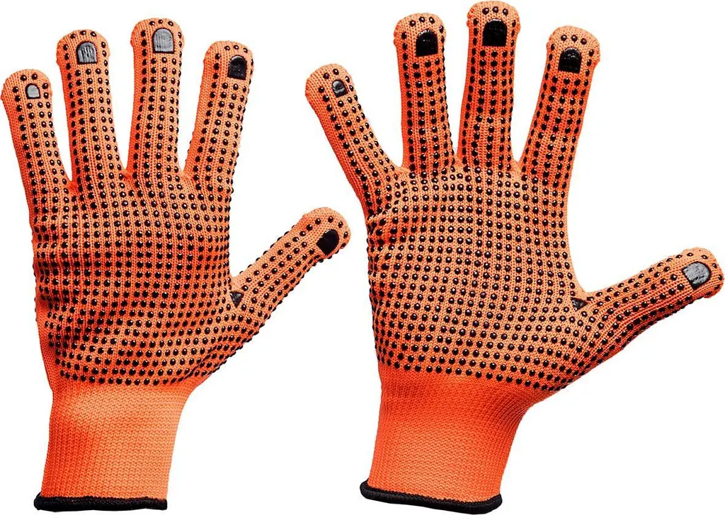 GUANTE LLUVIA 2 CARAS GRANDE NARANJA (PUNTOS NEGROS)