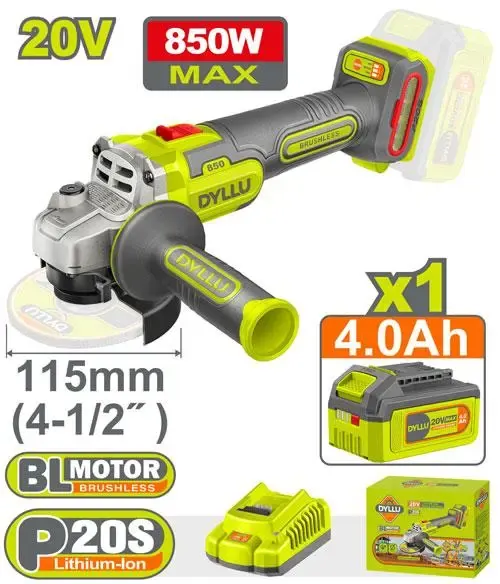 PULIDORA INALAMBRICA 4 1/2 20 V 850W INCLUYE BATERIA 4.0 AH, CARGADOR DYLLU (UDTLAP5421)