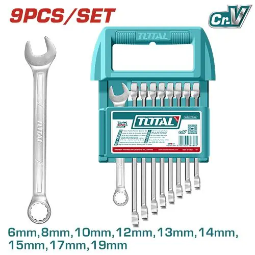 LLAVE MIXTA JUEGO X 9 PZS 6-19MM CRV INDUSTRIAL SUPER TOTAL (THT103296)