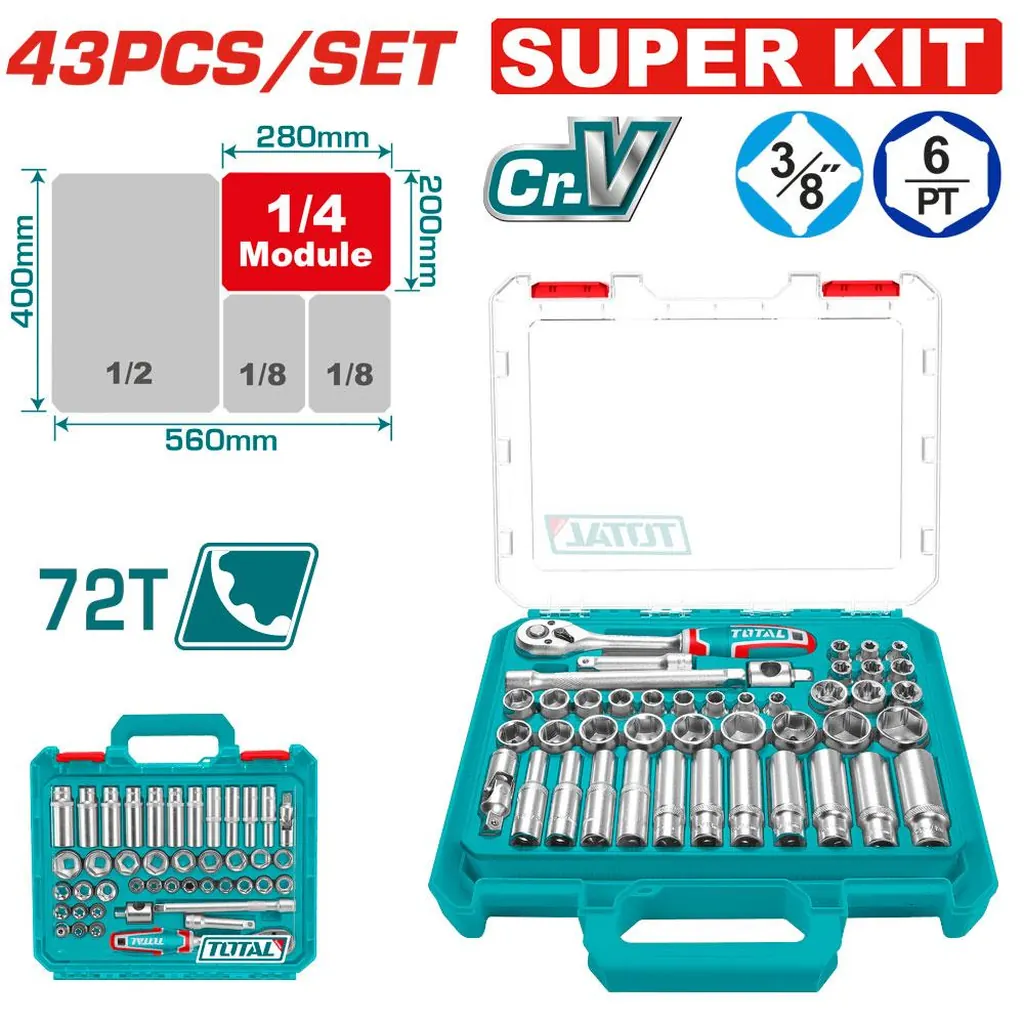 RACHE CON COPAS 3/8" X 43 PZS INDUSTRIAL SUPER TOTAL (THT381436)