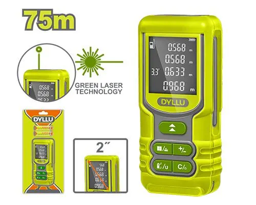 MEDIDOR DE DISTANCIA LASER 75M LUZ VERDE DYLLU (DTDL15267)