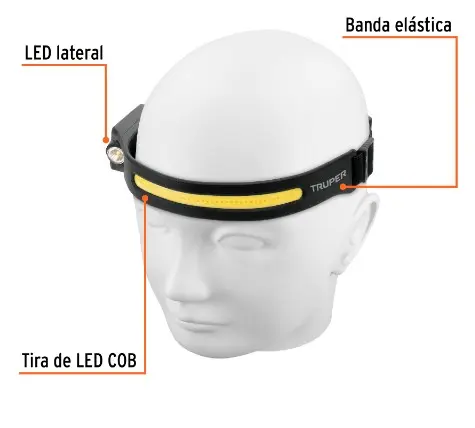 Linterna de minero LED 350 lm con sensor, recargable, TRUPER 