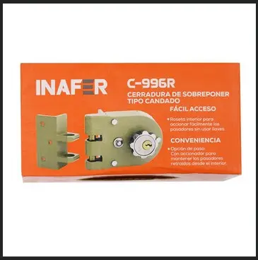 CHAPA CANDADO INAFER IZQUIERDA SOBREPONER CON ROSETA Y Y PLACA DE SOLDAR (996R)